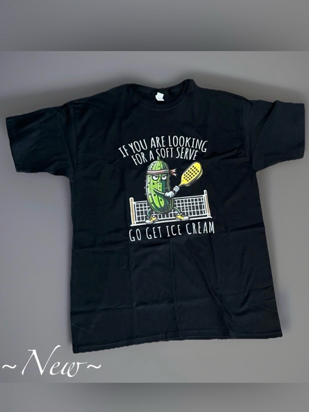 Pickleball Humor Graphic Tee Size XL Soft Serve' Ice Cream Pickle Design ๐ - Picture 10 of 10